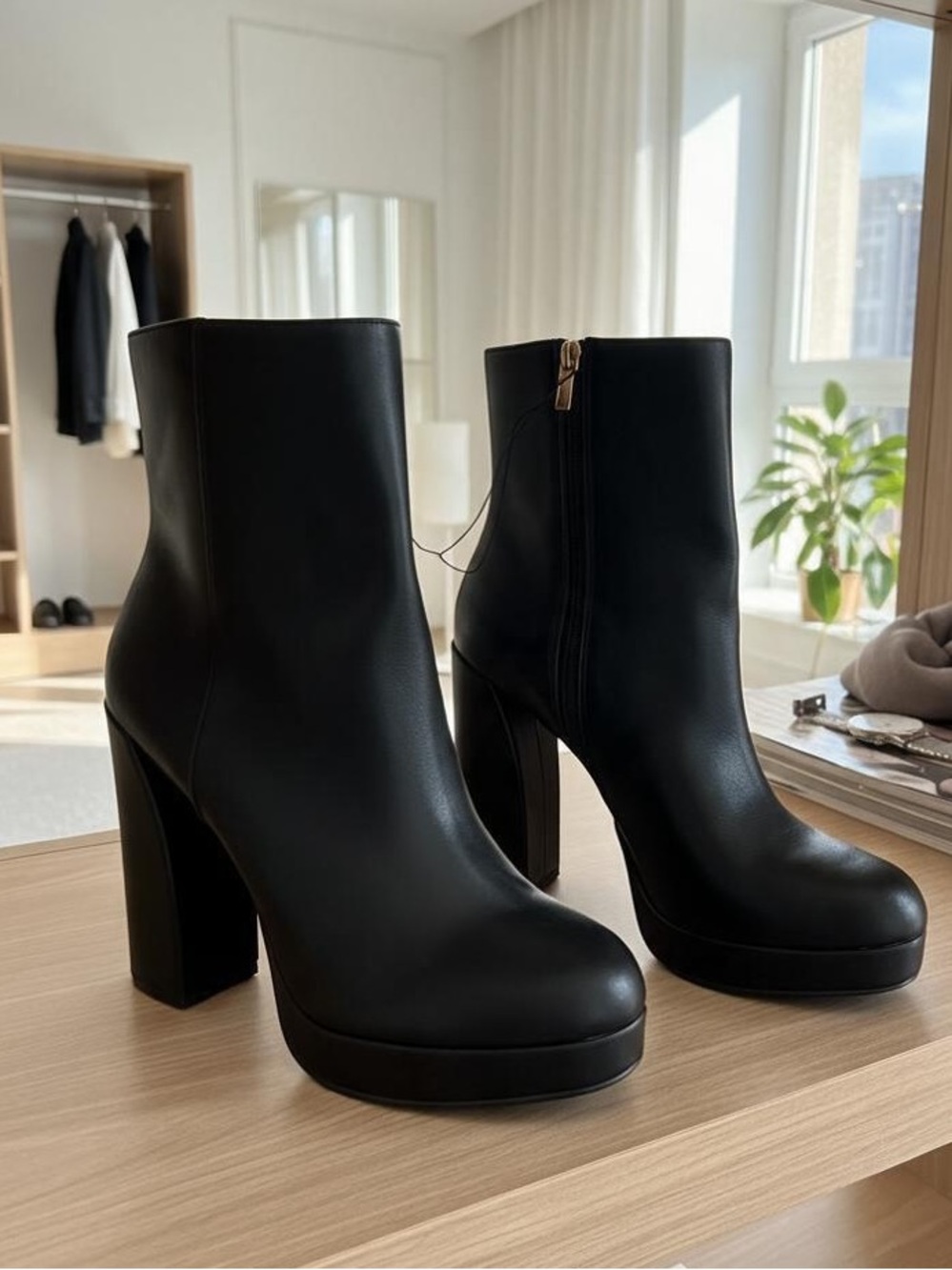 Jessica Simpson Black Dress Ankle Booties Platform Block Heel Side Zip Size 11